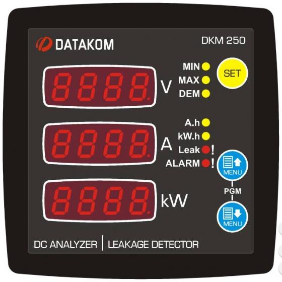 DATAKOM DKM-250 DC Аналізатор мережі постійного струму 96x96mm, RS-485