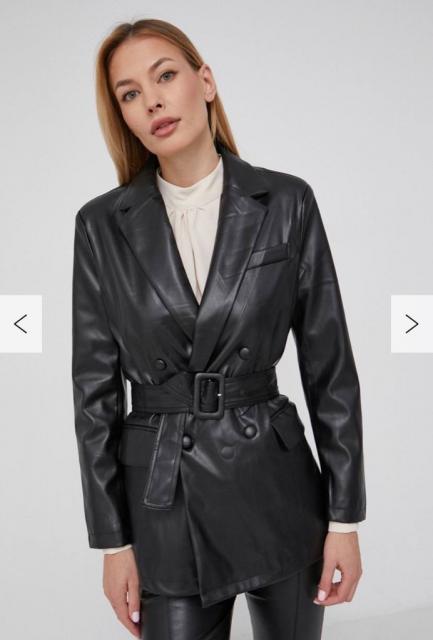 Кожаный черный пиджак
