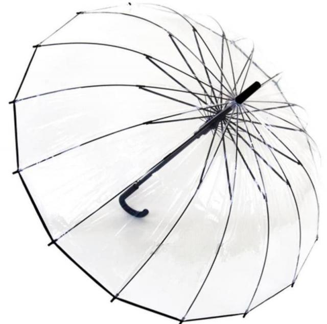 Прозрачный зонт трость 16спиц