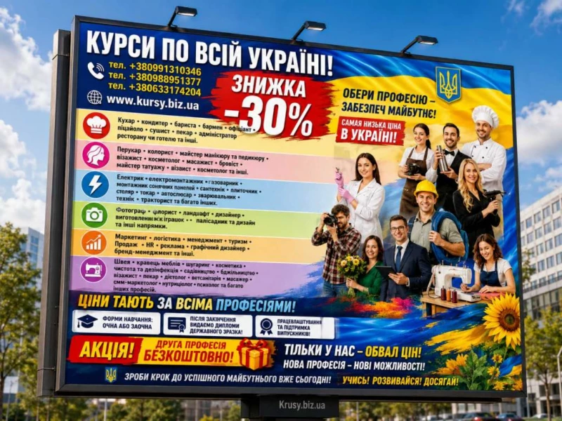 Курси масажист, психолог, дієтолог, грумінг, тесляр, муляр