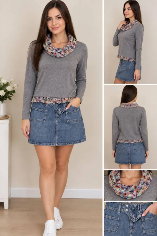 Джинсова спідниця LOFT + трикотажна кофтинка GUESS
