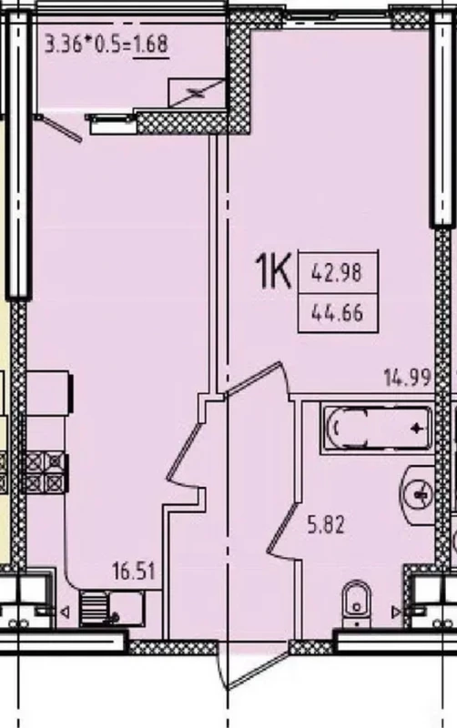 Квартира 1-кімн. продаж Одеса, Приморський – 44.5 м², Одесса — 6/6
