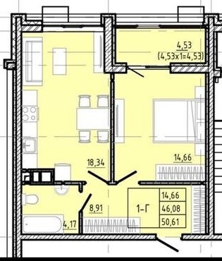 Квартира 1-кімн. продаж Одеса, Киевский – 14 м², Одесса — 3/5