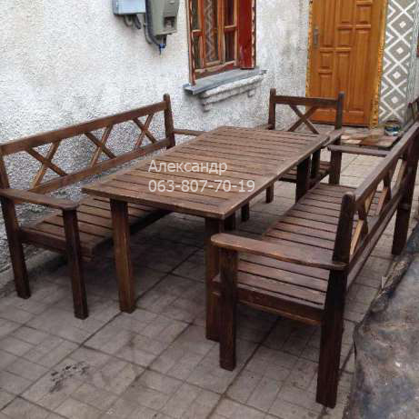 Деревянный, садовый комплект Прованс №1 (стол кресло лавка)