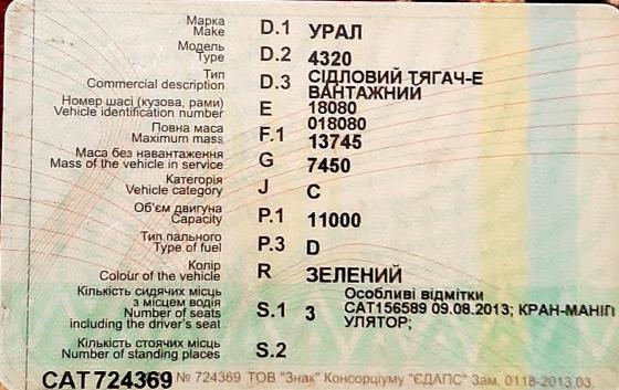 Документи техпаспорт на Урал 4320