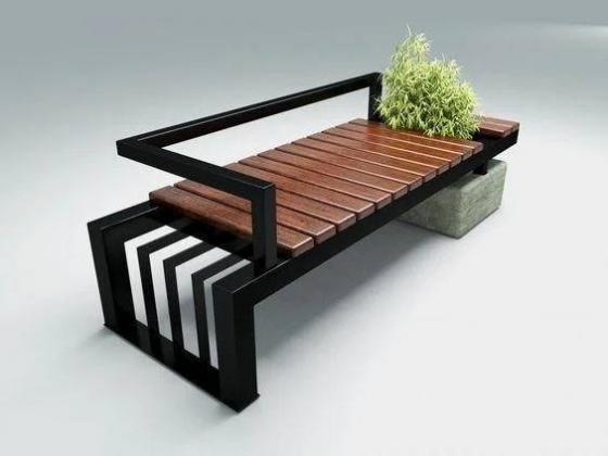 Лавка скамейка садово-парковая ЮДЖИН PLUS с вазоном для растений