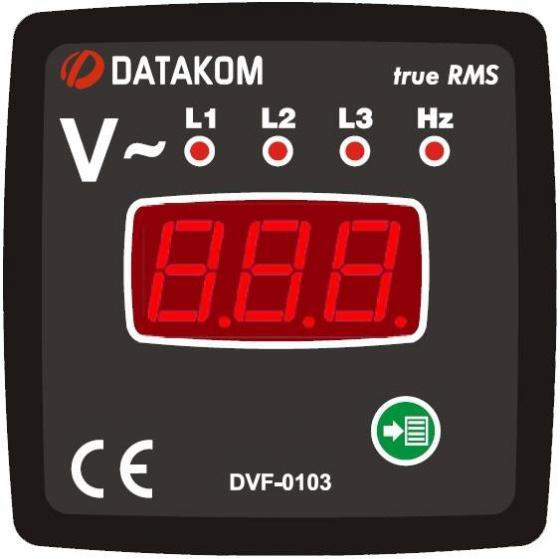 DATAKOM DVF-0103 Вольтметр-частотомір, 3 фази, 72x72мм