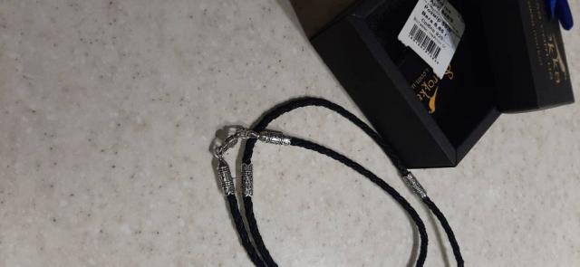 Ювелирный шнурок из нейлона на шею с серебрянными вставками 925°пробы 55см *4мм
