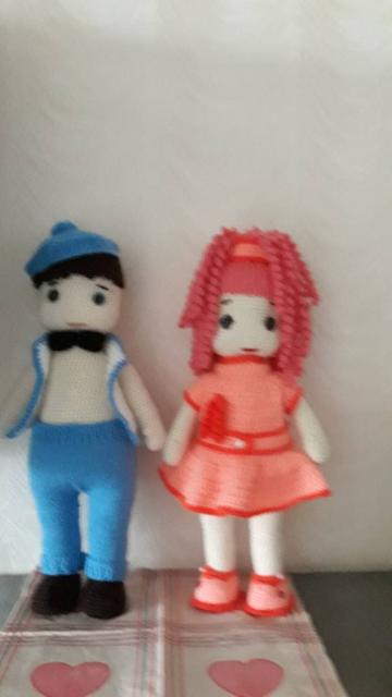 М'які в'язані іграшки Ляльки хлопчик та дівчинка