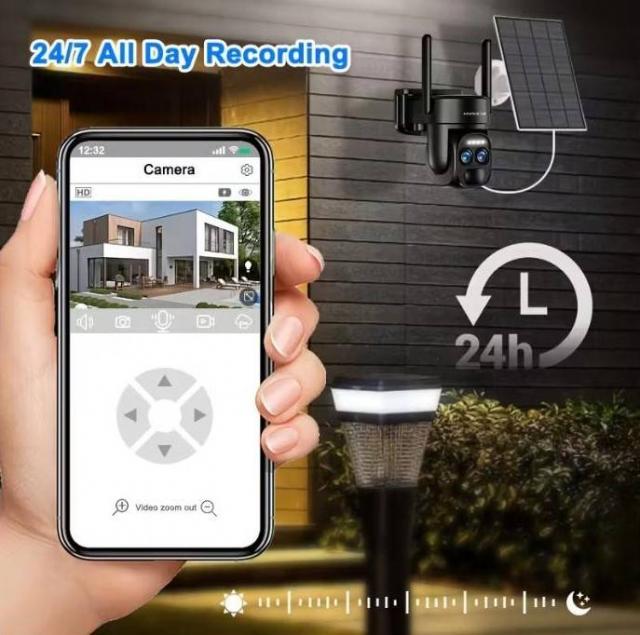 Сонячна Wi-Fi камера безпеки 1080p з кольоровим нічним баченням, Київ — 4/4
