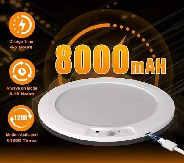 Розумний LED-світильник з датчиком руху та дистанційним керуванням 10+ годин роботи, акумулятор 8000 мАг