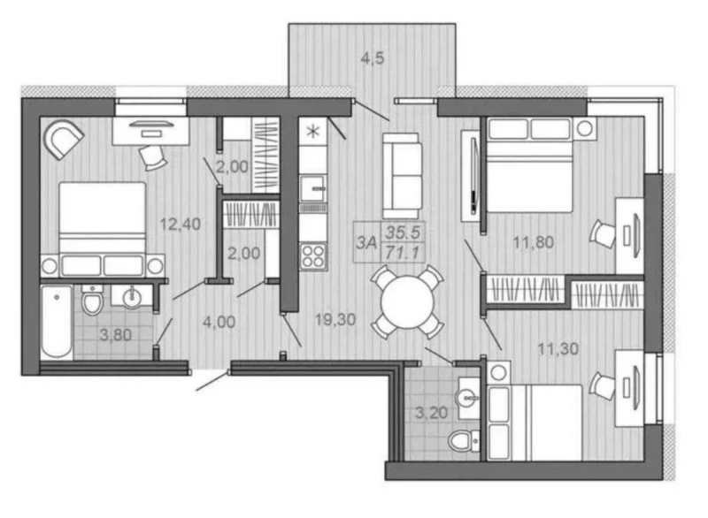 Квартира 3-кімн. продаж Луцьк, Луцкий – 71 м², Луцк — 8/8