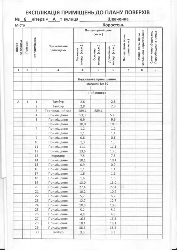 Комерційна нерухомість – 300 м², Коростень — 11/12