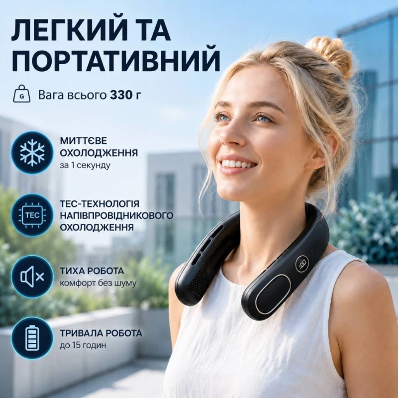 Охолоджуючий вентилятор на шию з акумулятором 4000 мА•год, Київ — 6/12