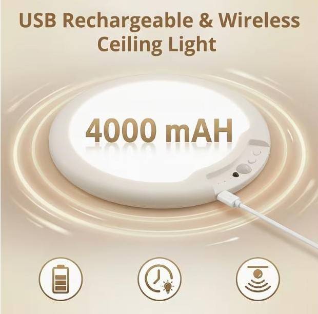 Акумуляторний LED-світильник з датчиком руху 4000 мА·год, пульт ДК, 3 кольори світла, регулювання яскравості, таймер, USB, Київ — 3/5