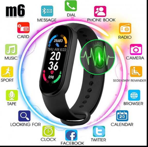 Фитнес браслет FitPro Smart Band M6 (смарт часы, пульсоксиметр, пульс). Цвет: черный