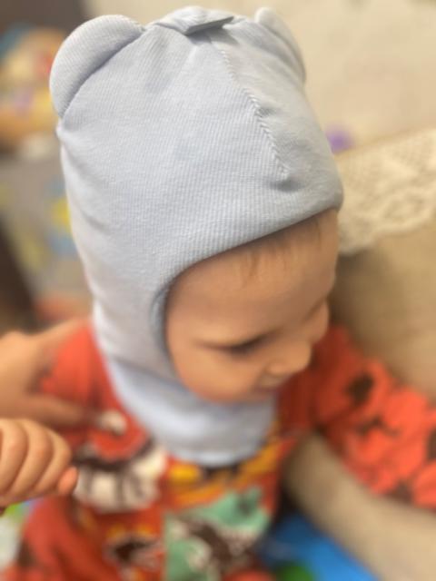Зимняя шапка-шлем с ушками (голубая) Babydream. Новая, прогадали с размером. На 6-9 месяцев