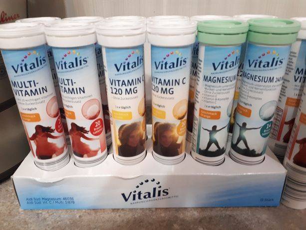 Витамины растворимые Vitalis Magnesium, Vitamin C, Multivitamin, Германия