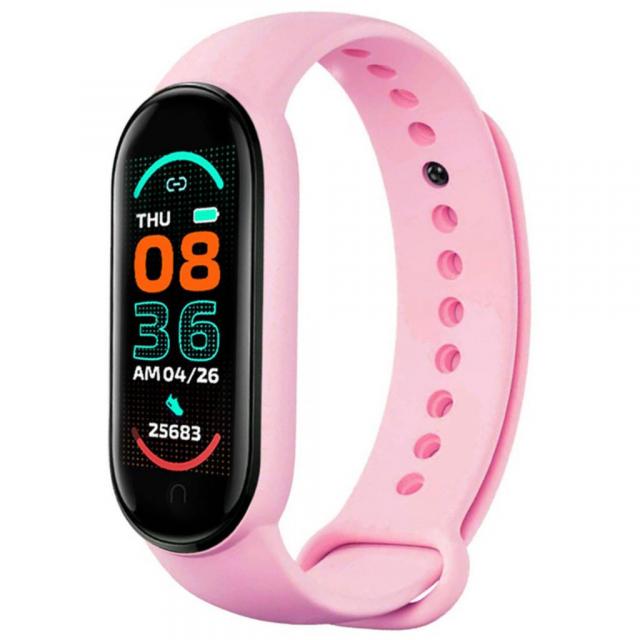 Фитнес браслет FitPro Smart Band M6 (смарт часы, пульсоксиметр, пульс). Цвет: розовый