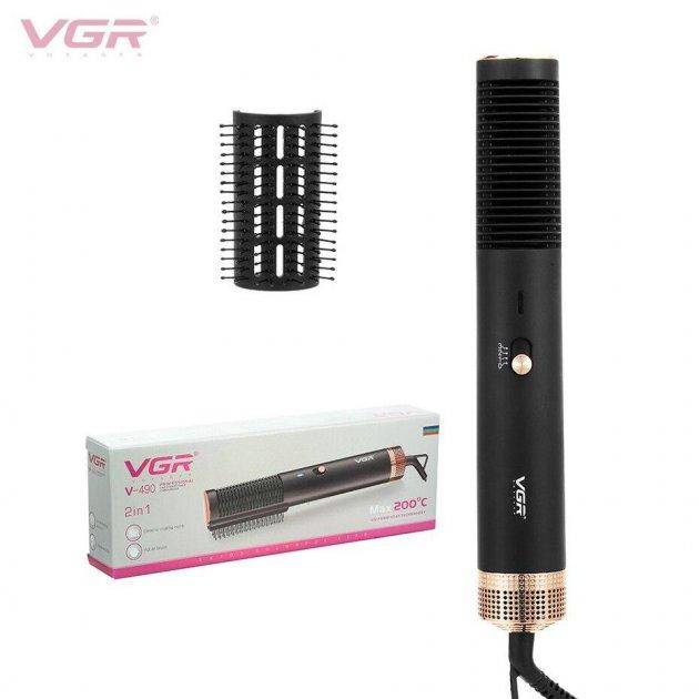 Фен-щітка стайлер VGR Black 1200W керамічне покриття Moisture Lock