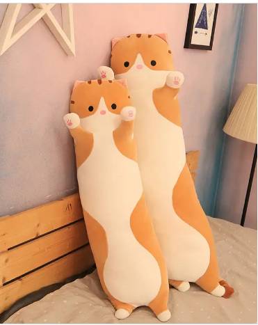 М'яка плюшева іграшка подушка обіймашка Довгий Кіт (Батон) котейка-подушка (70 см) Колір: коричневий