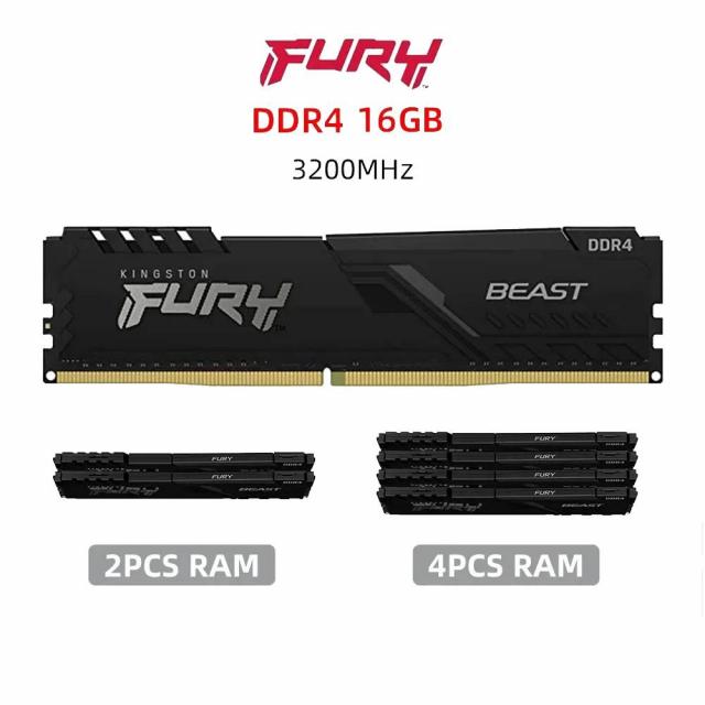 Оперативна пам'ять Kingston Fury Beast 32GB (2x16Gb) DDR4 3200 MHz