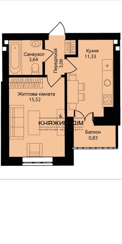 Квартира 1-кімн. продаж Петропавлівська Борщагівка – 36 м², Петропавлівська Борщагівка — 4/5