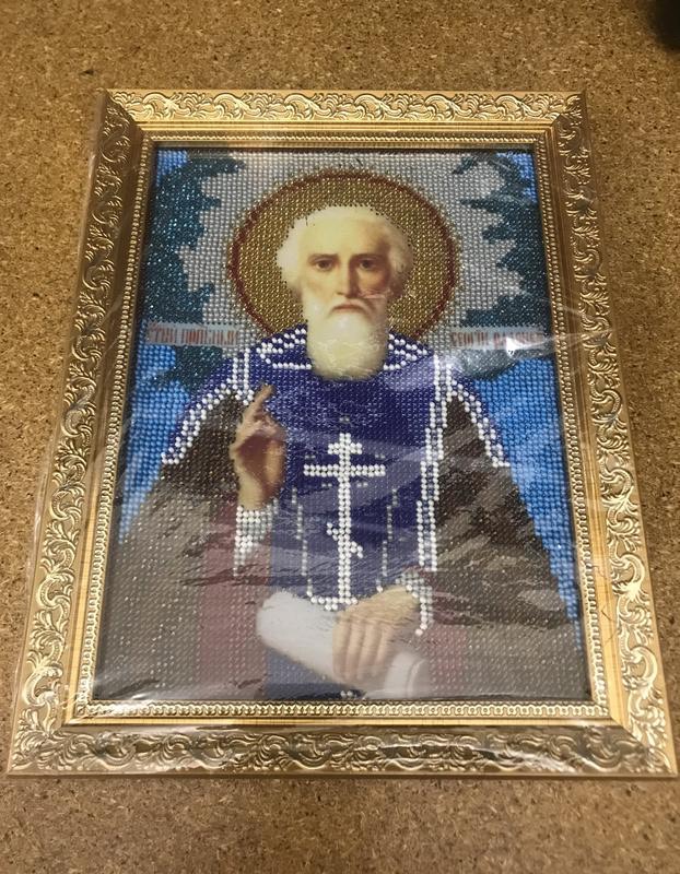 Икона вышитая бисером прп. сергий радонежский, Сумы