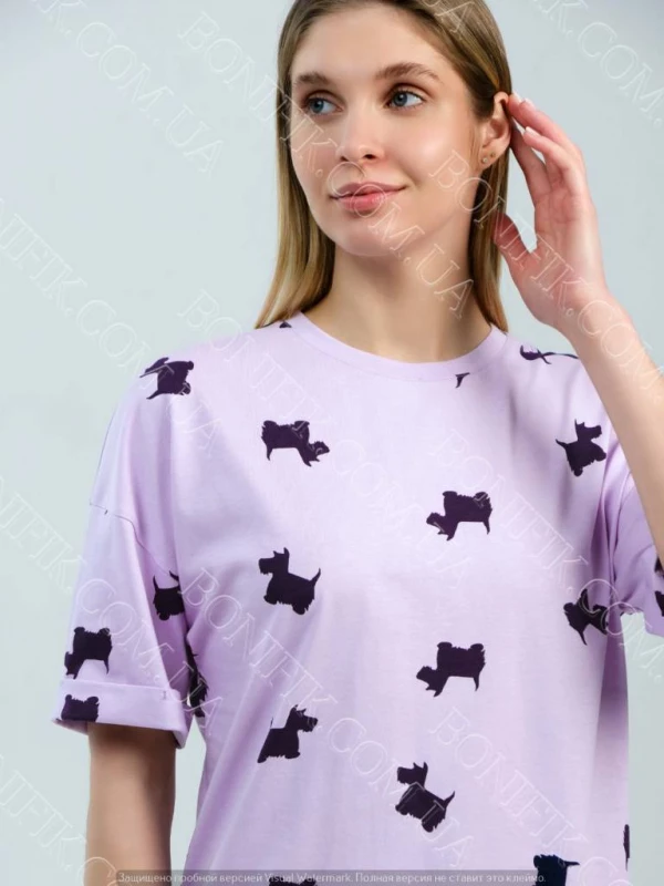 Женская пижама с собачками Lavender Puppies (футболка+шорты) (12062) (арт. 1407), Кривий Ріг — 2/3