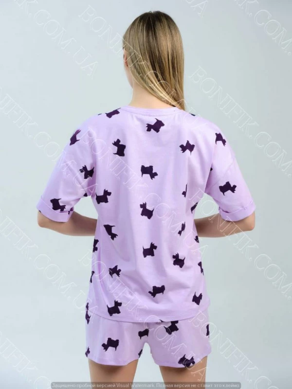 Женская пижама с собачками Lavender Puppies (футболка+шорты) (12062) (арт. 1407), Кривий Ріг — 3/3