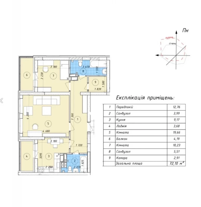 Квартира 2-кімн. продаж Вишневе – 72 м², Вишневе — 2/15