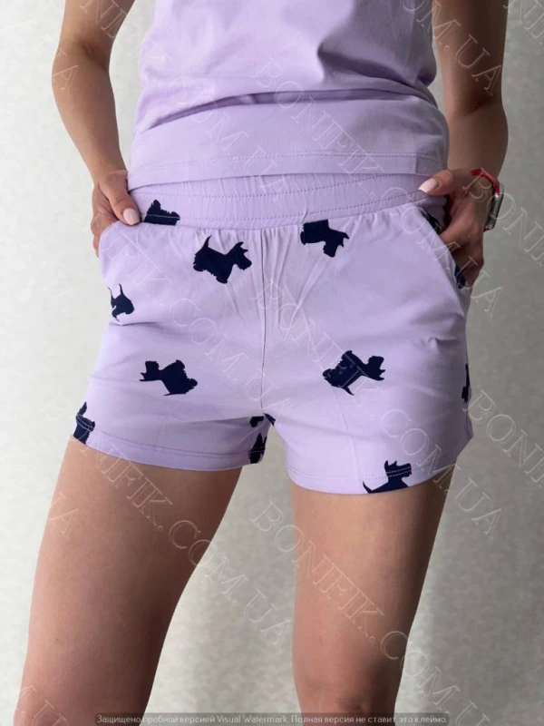 Женская пижама с майкой и шортами «Lavender Puppies» (12063) арт. 1637, Кривий Ріг — 3/6