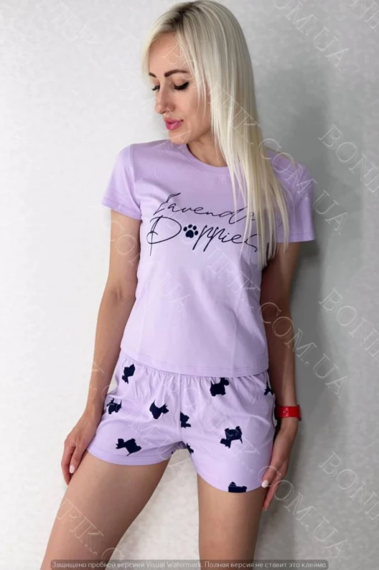 Женский комплект (футболка+шорты) Lavender Puppies (12062) (арт. 1759)