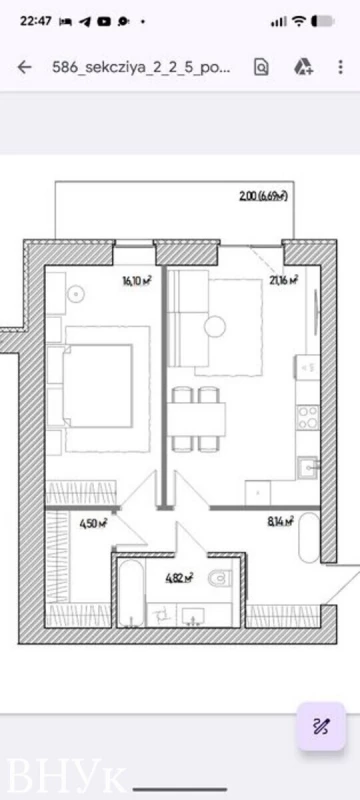Квартира 2-кімн. продаж Луцьк, Теремно – 58 м², Луцьк — 8/9