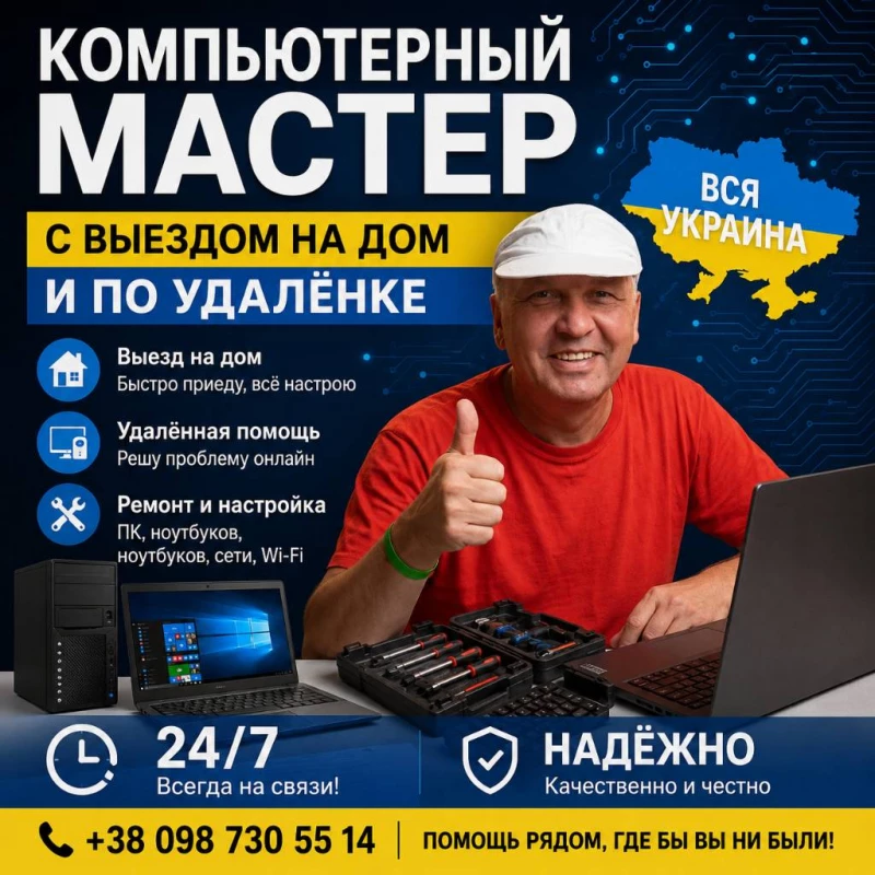 Швидка комп'ютерна допомога: ремонт, виїзд та видалене налаштування 24/7, Кривий Ріг — 5/5