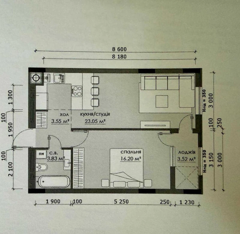 Квартира 1-кімн. продаж Львів, Сыховский – 28 м², Львов — 2/3