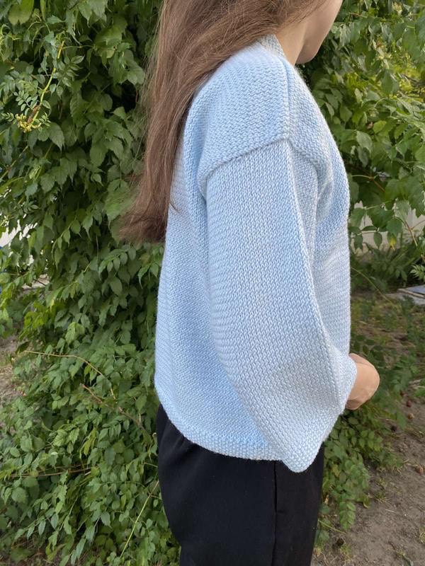 Голубой вязаный кардиган ручной работы hand made, Сумы — 2/5