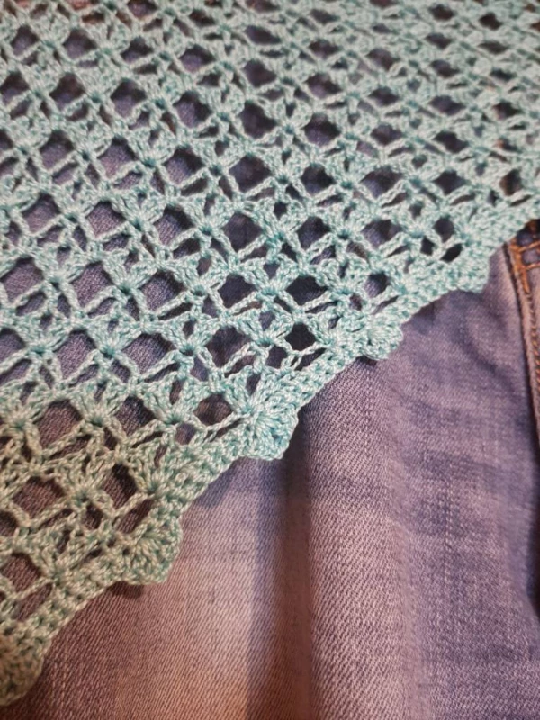 Косынка на джинсы ажурная бирюзовая связанная вручную Handmade 100% хлопок длина 68см + завязки (2х28) ширина 33см, Київ — 2/8
