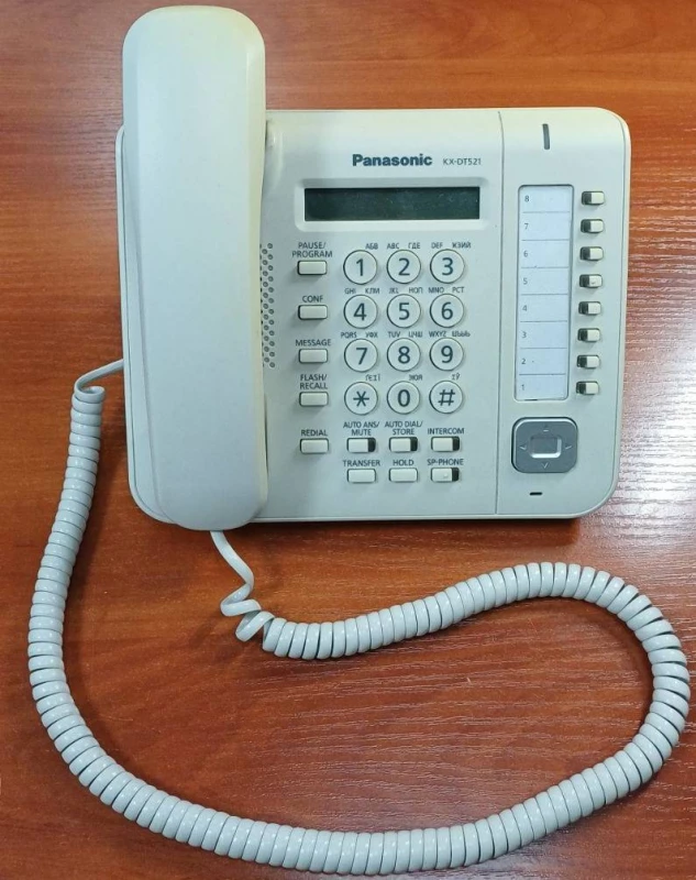 Panasonic KX-DT521RU White, цифровий системний телефон для АТС Panasonic, 8 програмованих кнопок, дисплей