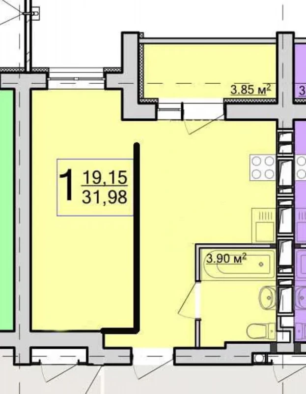 Квартира 1-кімн. продаж Харків, Салтовский (Московский) – 33 м², Харків — 8/9