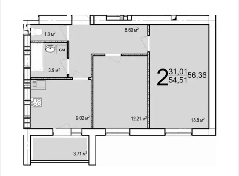 Квартира 2-кімн. продаж Харків, Киевский – 56 м²