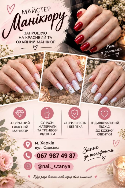 Манікюр з покриттям гель-лаком | Харків, Одеська