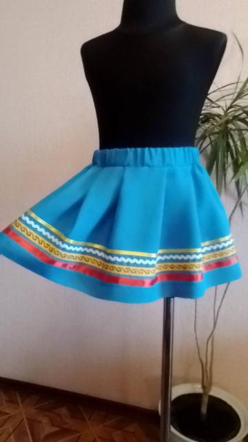 Спідничка святкова синя для дівчинки до вишиванки до українського костюма.