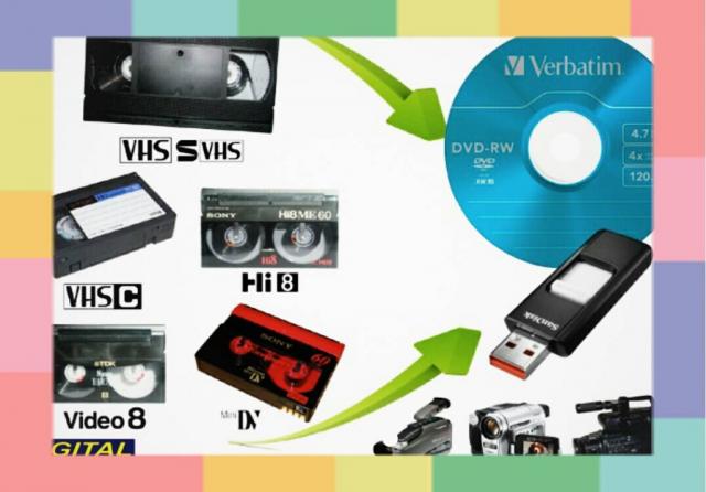 Оцифровка старых видеокассет всех типов(VHS,VHSС,Video8, miniDV)