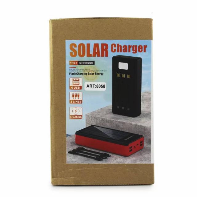 Портативна мобільна зарядка (Павербанк) POWER BANK SOLAR 60000MAH, переносний акумулятор для телефону