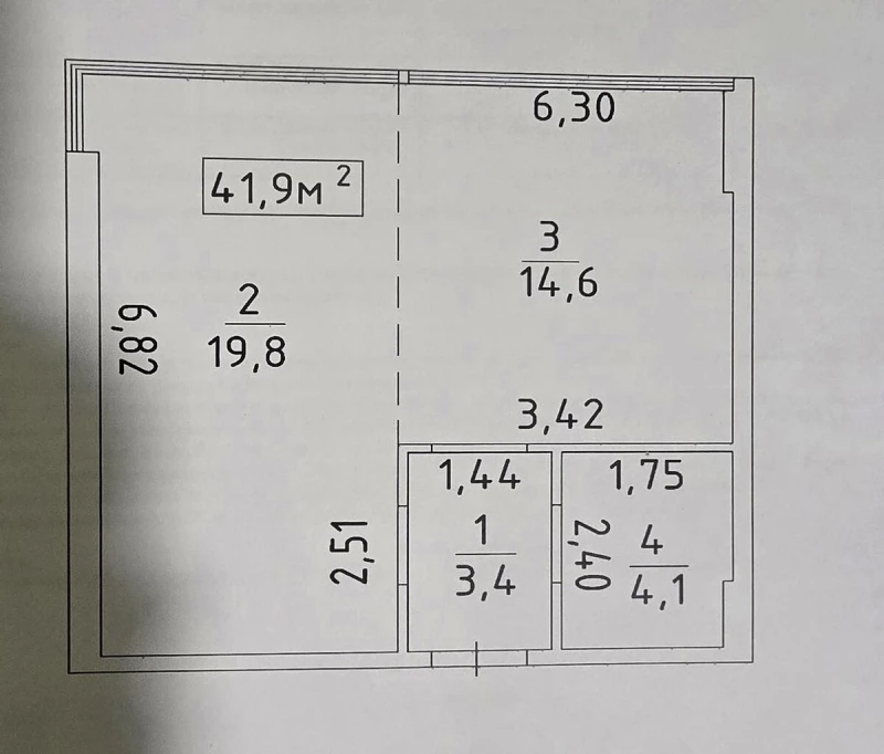 Квартира 1-кімн. продаж Авангард, Авангард – 42 м², Авангард — 7/7