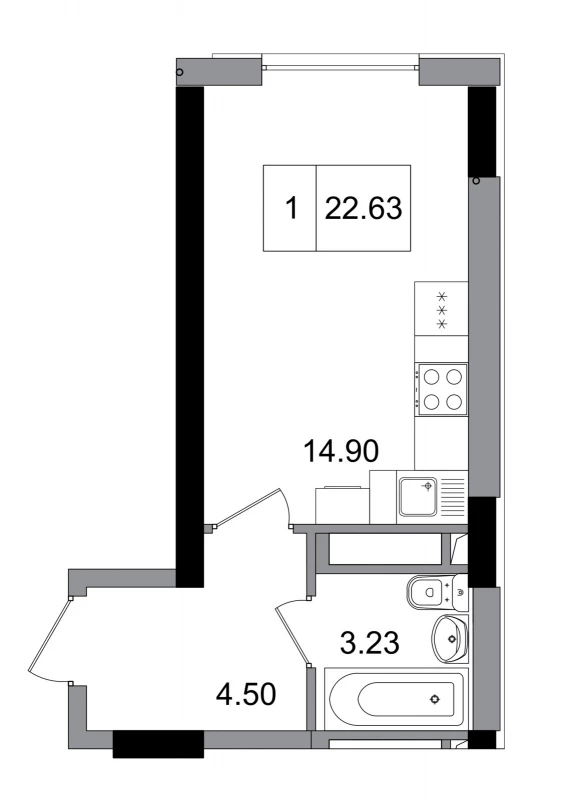 Квартира 1-кімн. продаж Авангард, Авангард – 22.63 м²