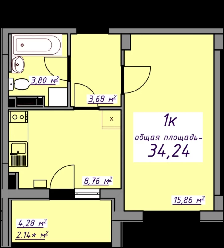 Квартира 1-кімн. продаж Авангард, Авангард – 34.3 м², Авангард — 5/6