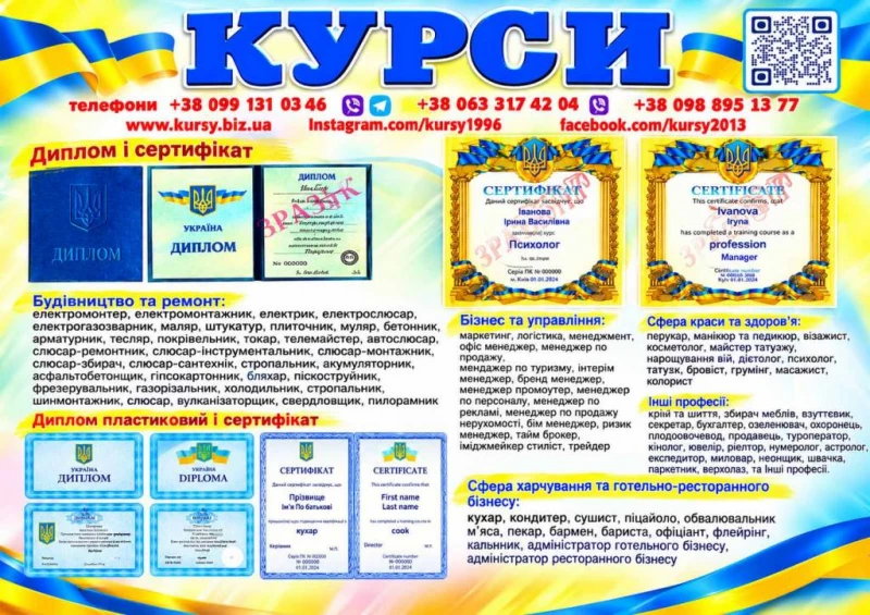 Курси зварника, електрика, слюсаря, токаря, маляра, плиточника