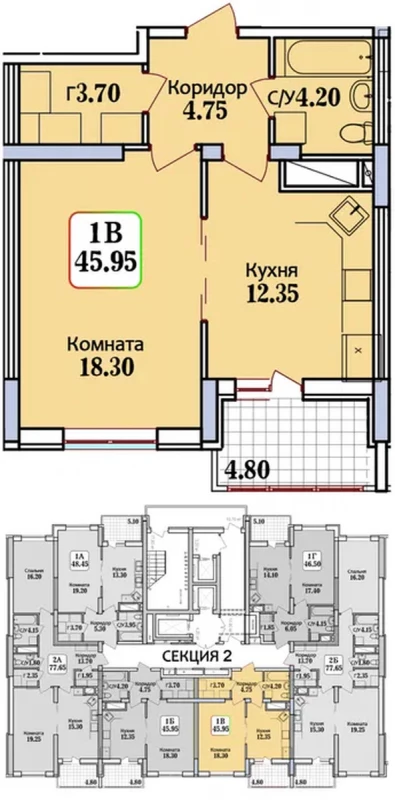 Квартира 1-кімн. продаж Одеса, Хаджибеевский – 45.7 м², Одеса — 3/7